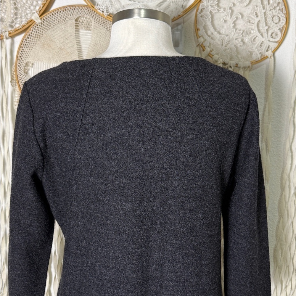 Eileen Fisher Wool Charcoal Gray Quarter Sleeve Midi Length Dress M - Picture 6 of 10